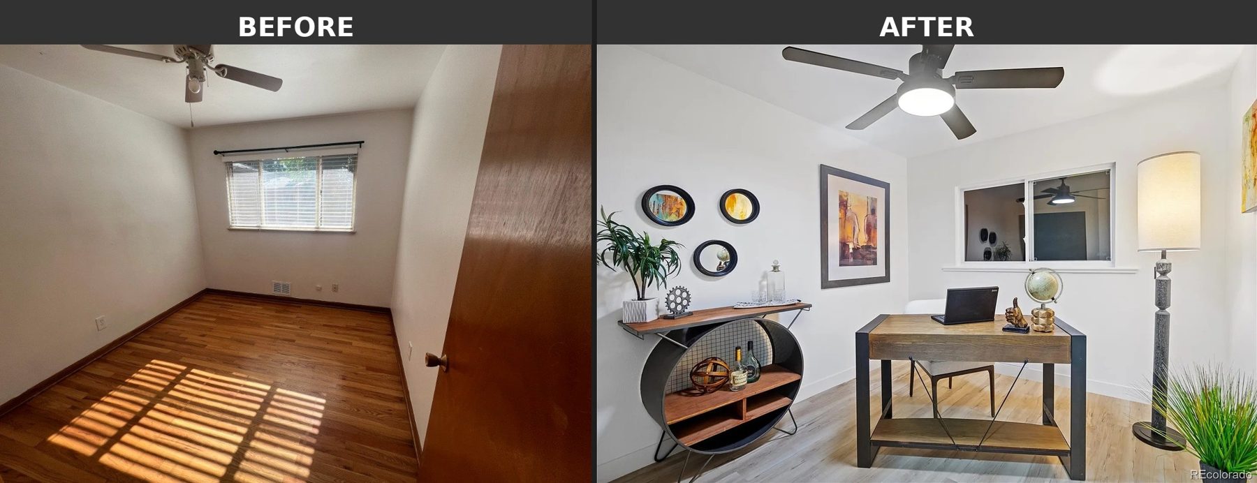 Home Office (Industrial) — before and after